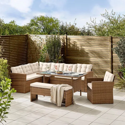 BOXED MARBELLA NATURAL COLOUR OUTDOOR FURNITURE SET - INCOMPLETE (BOX 1 AND 2 ONLY, MISSING BOX 3) - 2 BOXES