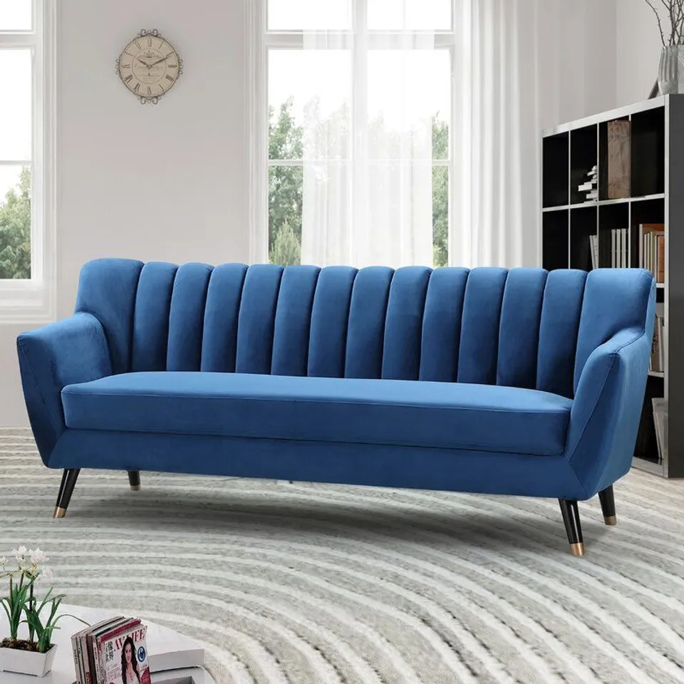 BOXED MONIQUE 3 SEATER SOFA - BLUE