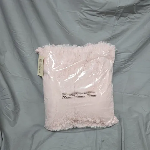 CATHERINE LANSFIELD COSY PINK FAUX-FUR CUSHION - 45CM X 45CM 