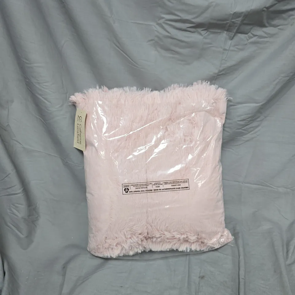 CATHERINE LANSFIELD COSY PINK FAUX-FUR CUSHION - 45CM X 45CM 