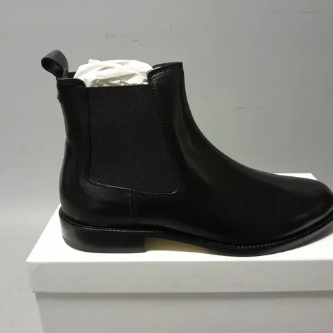 BOXED PAIR OF RUSSELL & BROMLEY BOND CHELSEA LOW ANKLE BOOT IN BLACK - SIZE 40