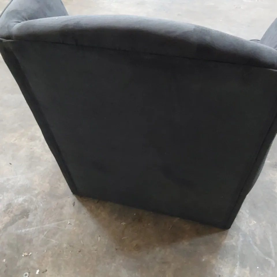 DESIGNER WINGED EASY CHAIR CHARCOAL FABRIC 