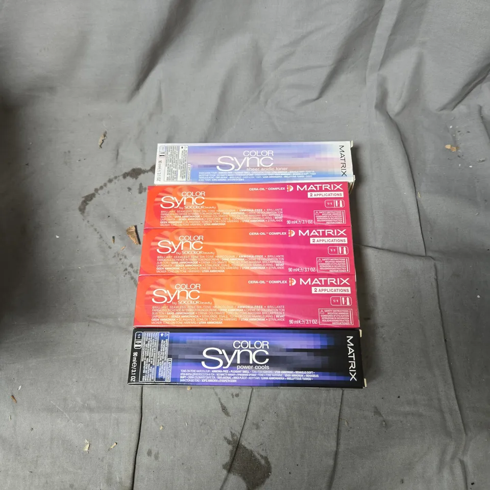 BOX OF APPROXIMATELY 24 MATRIX HAIR CARE PRODUCTS INCLUDING COLOR SYNC LIGHT BROWN ASH/BRUNETTE NEUTRAL/LIGHT BLONDE GOLD