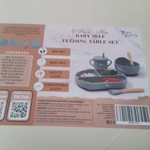 BOXED YUM YUMS BABY SELF FEEDING TABLE SET