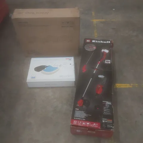 PALLET OF ASSORTED HOUSEHOLD GOODS AND PRODUCTS TO INCLUDE; BABY PEN, CHAIR SUPPORT CUSHION, EINHELL CORDLESS MULTIFUNCTIONAL TOOL ETC