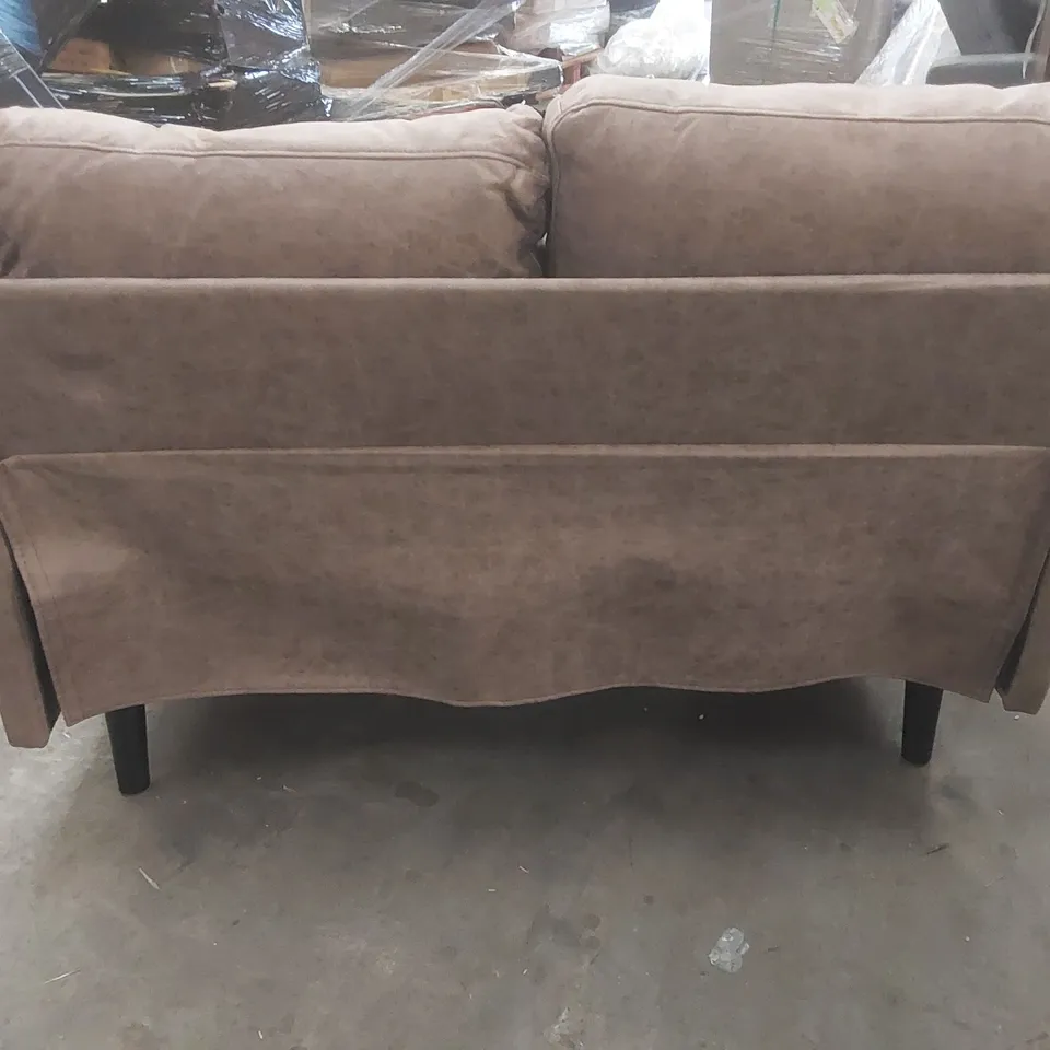 QUALITY DESIGNER UPHOLSTERED LOVESEAT - BROWN
