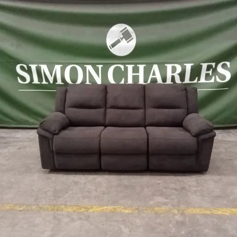 ALBION CHENILLE 3 SEATER HIGH BACK MANUAL RECLINER SOFA - CHARCOAL