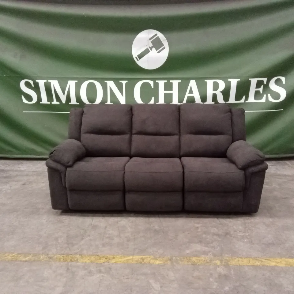 ALBION CHENILLE 3 SEATER HIGH BACK MANUAL RECLINER SOFA - CHARCOAL RRP £679