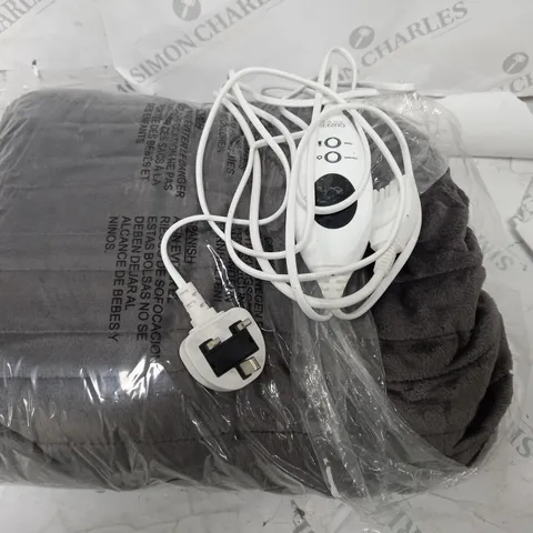 COZEE HOME HEATED BLANKET IN CHARCOAL