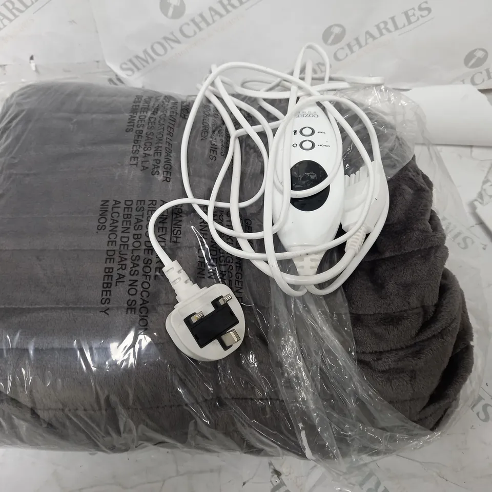  COZEE HOME HEATED BLANKET IN CHARCOAL 
