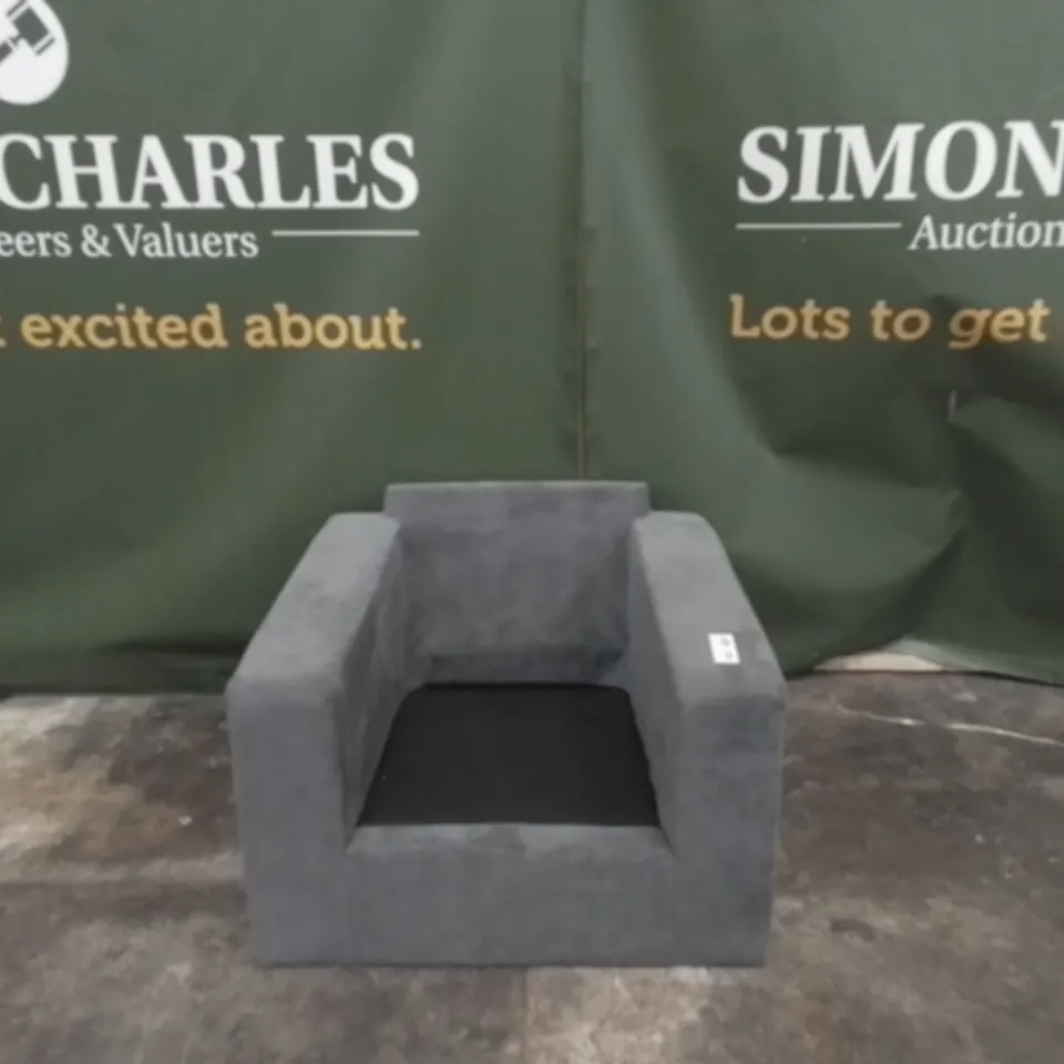 DESIGNER GREY FABRIC ARMCHAIR