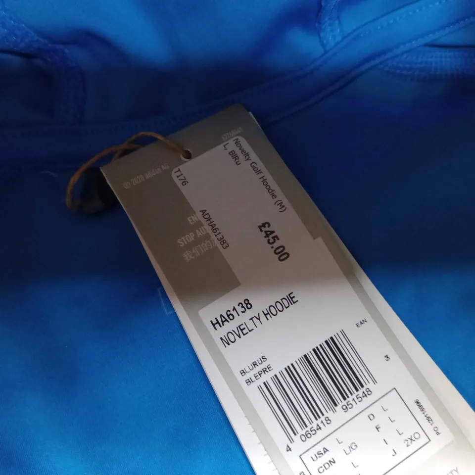 ADIDAS OVERHEAD ROYAL BLUE GOLF/FITNESS HOODIE - LARGE