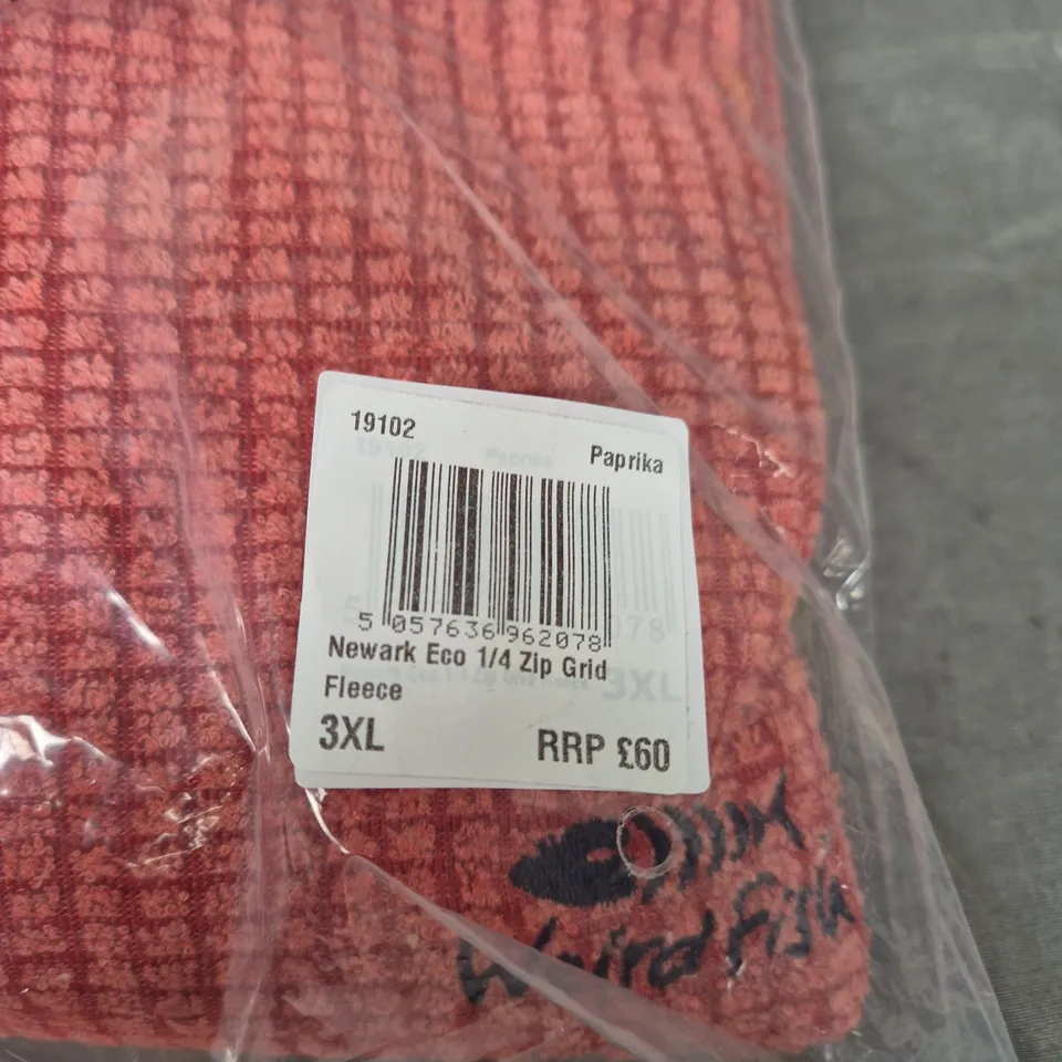WEIRD FISH NEWARK ECO 1/4 ZIP GRID FLEECE – PAPRIKA, 3XL