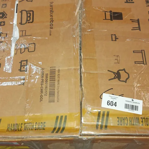 BOXED PALERMO VELVET MODERN DINING CHAIRS IN GREEN VELVET WITH GOLD LEGS - SET OF 2 (1 BOX)