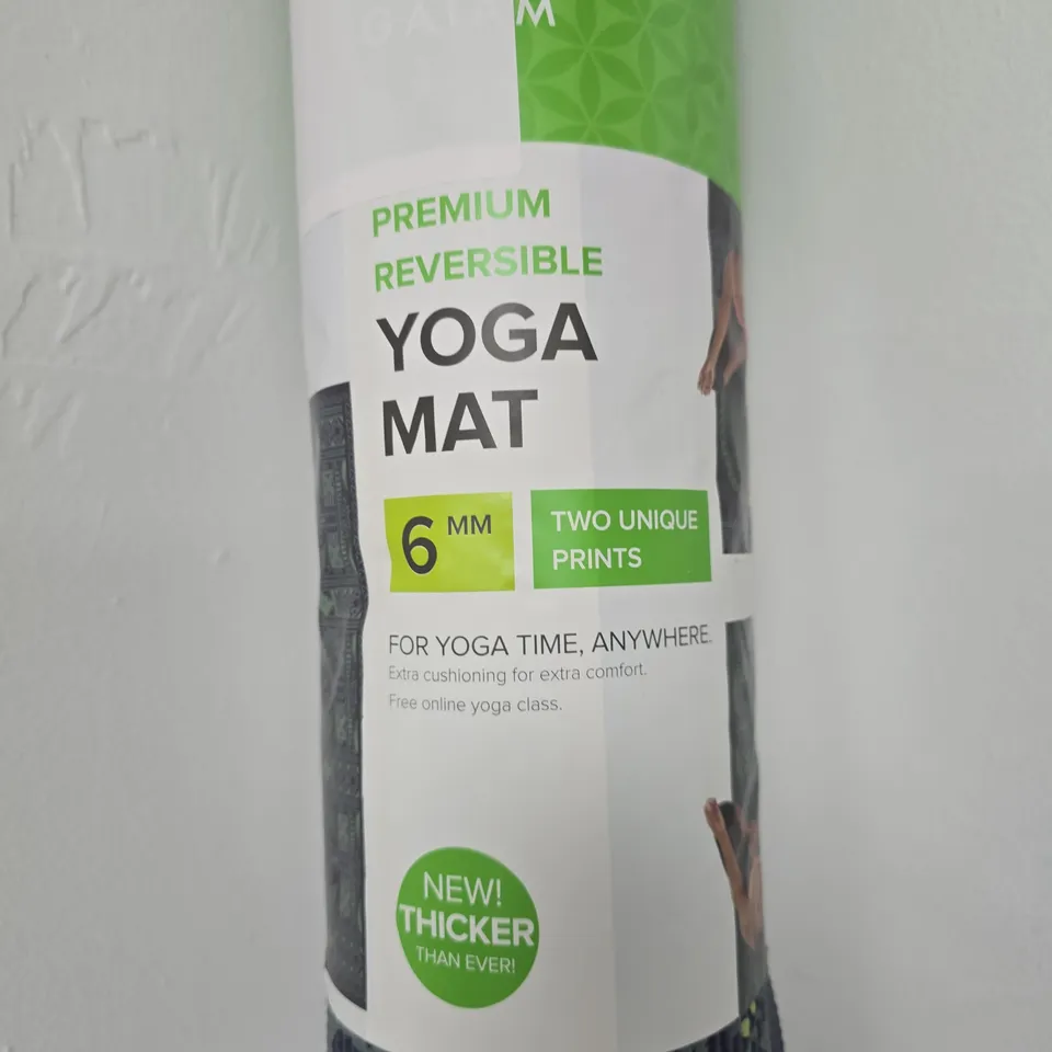 GAIAM PREMIUM REVERSIBLE YOGA MAT 6MM – 68" L X 24" W