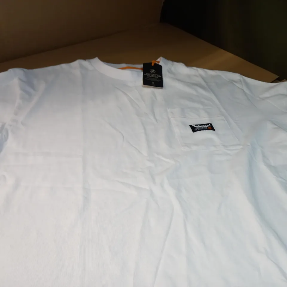 TIMBERLAND WHITE/LOGO CREW NECK T-SHIRT - LARGE