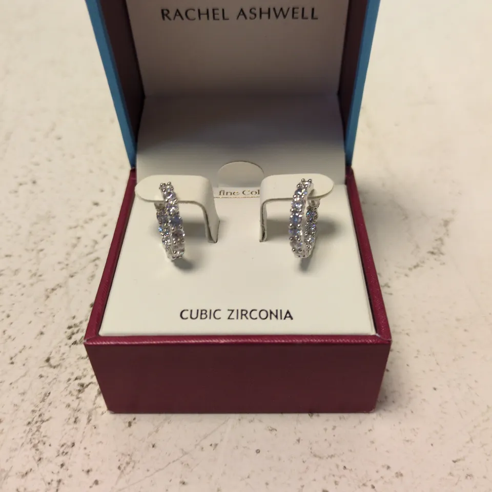 RACHEL ASHWELL CUBIC ZIRCONIA HOOP EARRINGS – GIFT BOX
