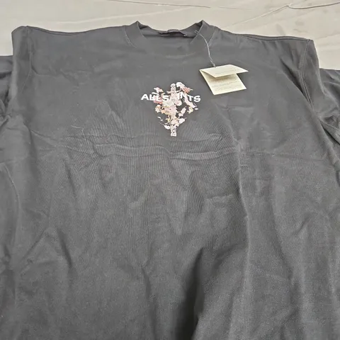 ALL SAINTS ETERNAL ETTA TEE IN BLACK - LARGE