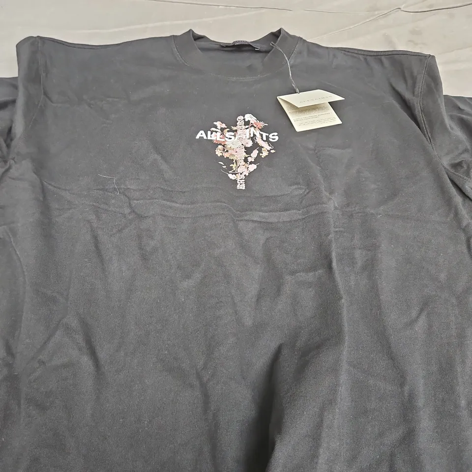 ALL SAINTS ETERNAL ETTA TEE IN BLACK - LARGE
