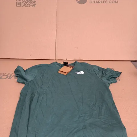 THE NORTH FACE CELEBRATION T SHIRT GREEN WITH LOGO ON REVERSE TAGGED SMALL