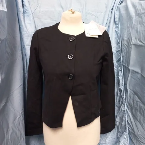 WHISTLES ANNE PONTE BUTTON JACKET IN BLACK - UK 8