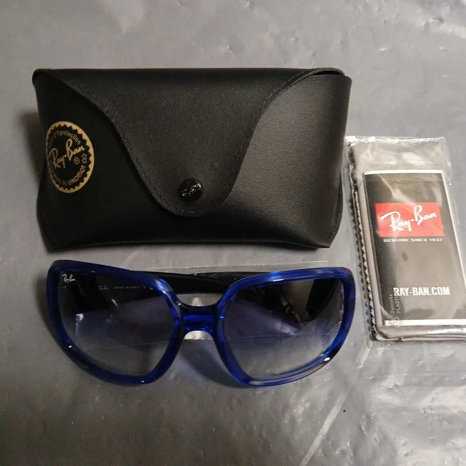 PAIR OF RAY BAN CLEAR BLUE FRAMED GLASSES IN CASE