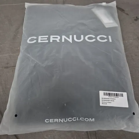 CERNUCCI RIB KNIT V-NECK SWEATER – BLACK, SIZE M