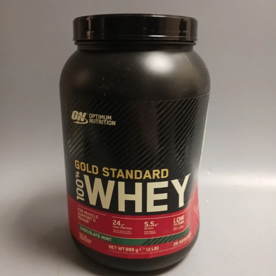 SEALED OPTIMUM NUTRITION GOLD STANDARD 100% WHEY IN CHOCOLATE MINT 899G