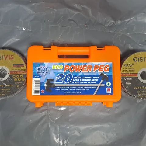 APPROXIMATELY 5 ASSORTED HOUSEHOLD ITEMS TO INCLUDE CUTTING WHEELS, AND ECO POWER PEGS