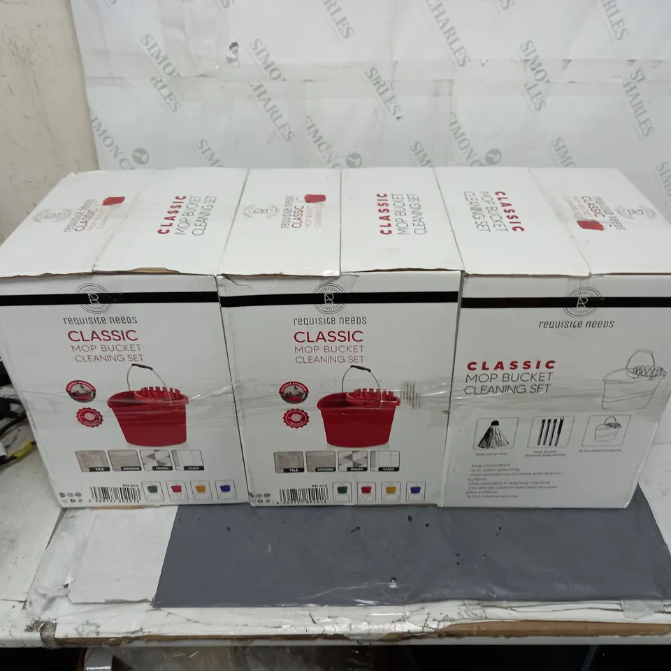 3X BOXED REQUISITE NEEDS CLASSIC MOP BUCKET CLEANING SET IN RED - COLLECTION ONLY