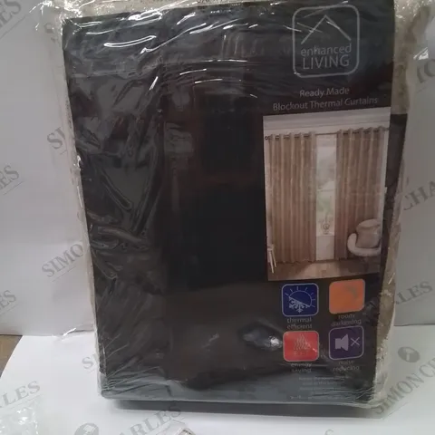 ENHANCED LIVING BLACKOUT THERMAL CURTAINS 229 X 229CM AND 3 MATCHING CUSHION COVERS