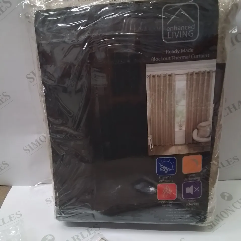 ENHANCED LIVING BLACKOUT THERMAL CURTAINS 229 X 229CM AND 3 MATCHING CUSHION COVERS