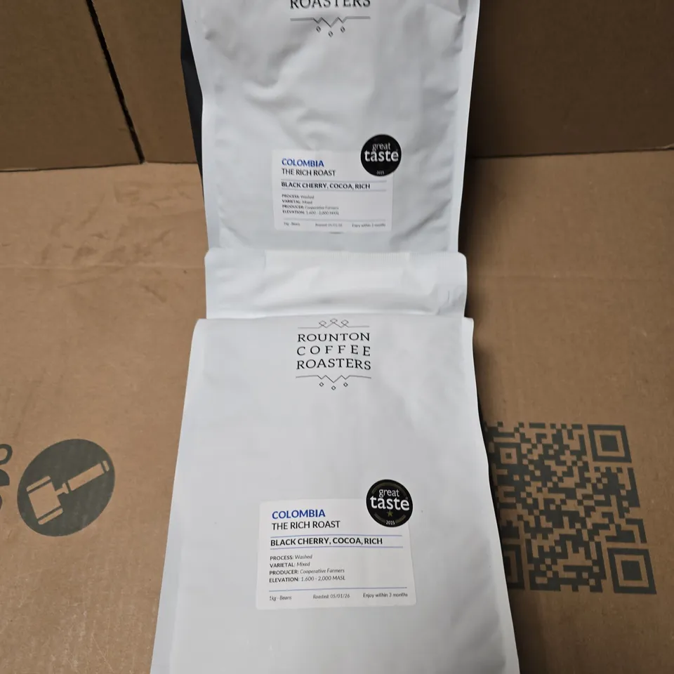 2 X ROUNTON COFFEE ROASTERS COLOMBIA COFFEE - 2 X 1KG