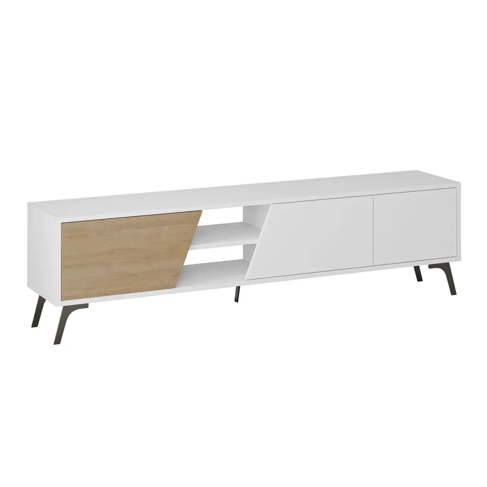 BOXED FIONA MODERN TV UNIT WITH WALL SHELF 180CM | STYLISH TV STAND FOR LARGE TVS (2 BOXES)