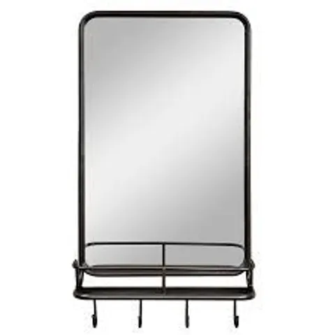 BOXED COSTWAY WALL BATHROOM MIRROR WITH SHELF HOOKS STURDY METAL FRAME (1 BOX)