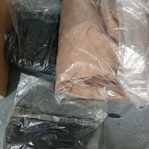 BOX OF ASSORTED CLOTHING IN DIFFERENT SIZE AND COLOURS