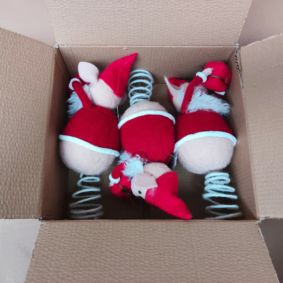 GISELA GRAHAM LONDON - SET OF 3 PLUSH SANTA PIG CHRISTMAS FIGURES WITH SPRING LEGS DECORATION