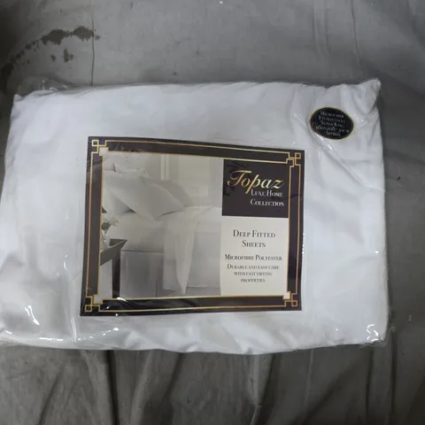 TOPAZ LUXE HOME COLLECTION DEEP FITTED SHEETS – MICROFIBRE POLYESTER, BOX OF 8