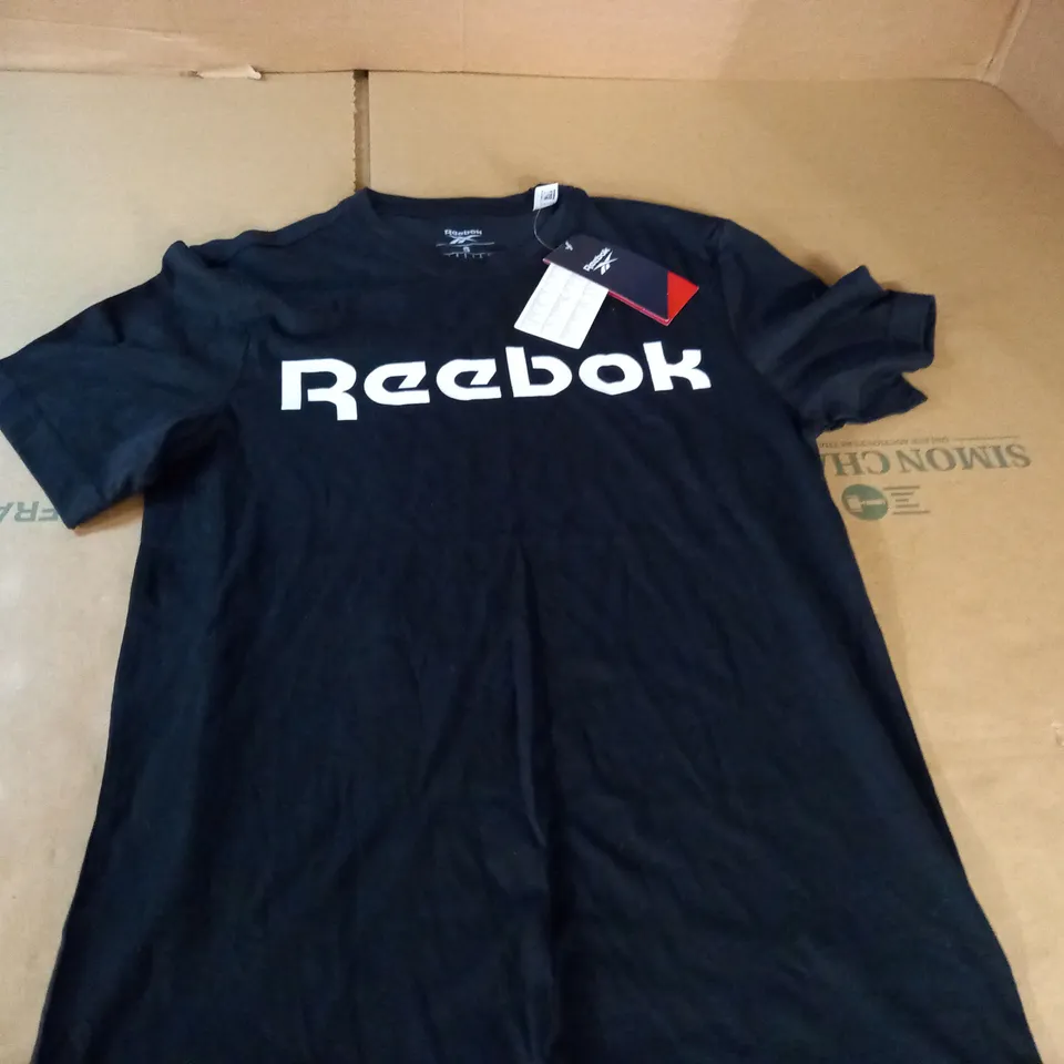 REEBOK LINEAR LOGO BLACK T-SHIRT - SMALL