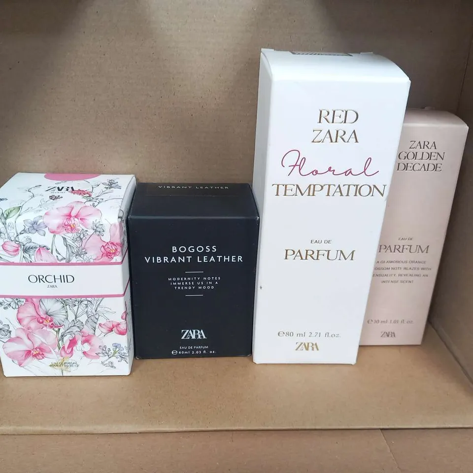 EIGHT ASSORTED BOXED ZARA FRAGRANCES TO INCLUDE; ORCHID, FLORAL TEMPTATION, BOGOSS VIBRANT LEATHER AND TOBACCO SUBLIME