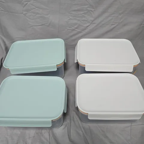 LOCK & LOCK RECTANGULAR LUNCH BOX SET – MINT & WHITE, BLUE-GREY BASES