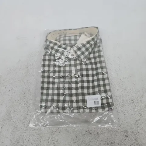 GANT COTTON LINEN GINGHAM SHIRT – DRY HERB GREEN – UK XXL
