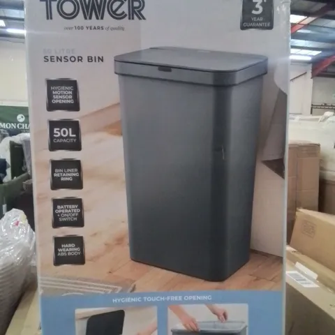 BOXED TOWER 50 LITRE SENSOR BIN