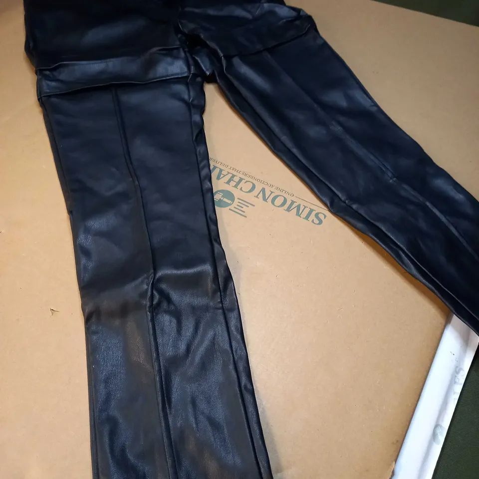 PLT BLACK FAUX LEATHER SKINNY TROUSERS - SIZE 10
