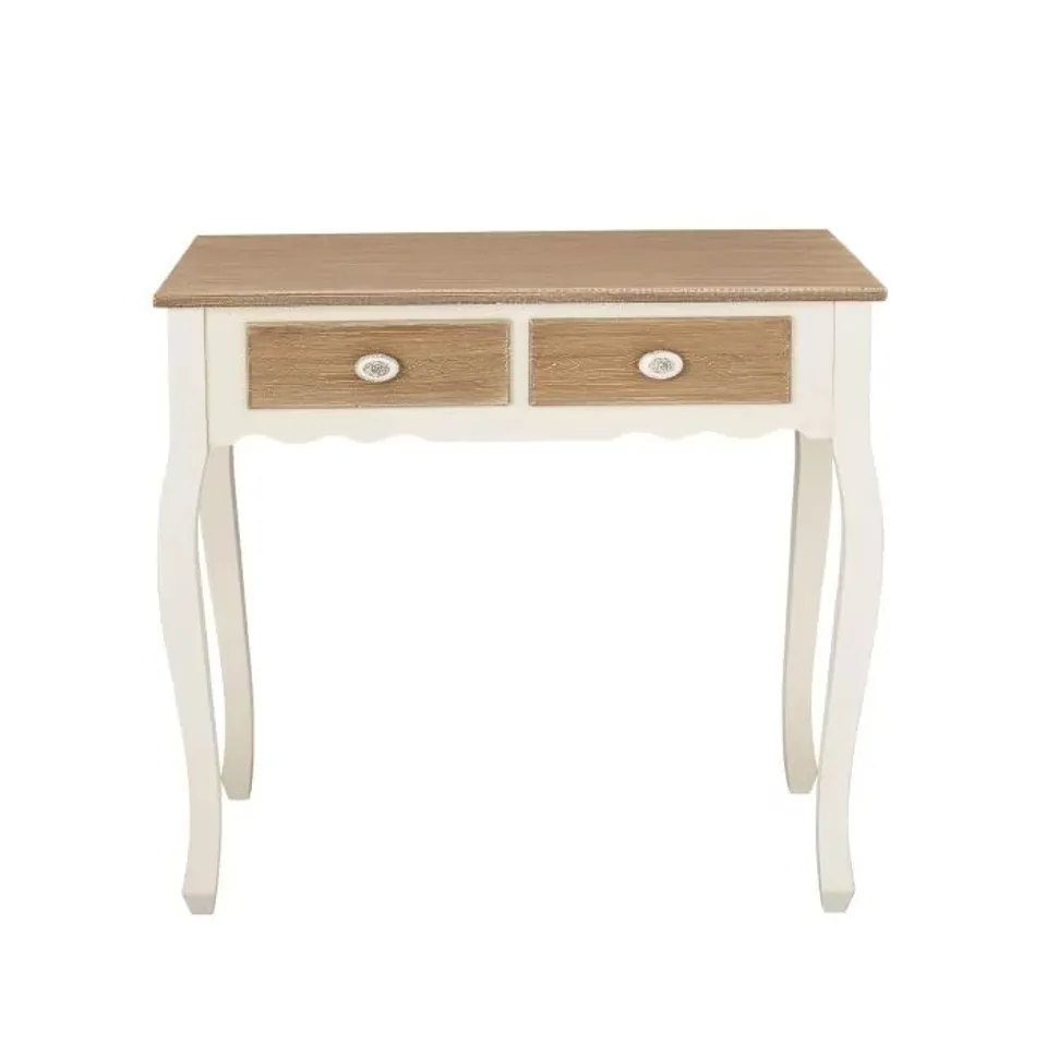 BOXED JULIETTE COLLECTION CONSOLE TABLE WITH DRAWERS IN WOOD AND CREAM (1 BOX)