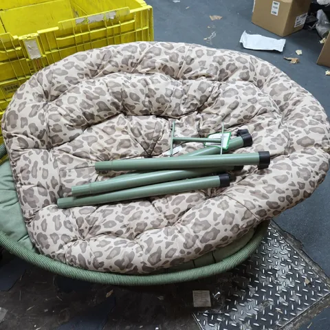LEOPARD PRINT EGG CHAIR WITH GREEN FRAME