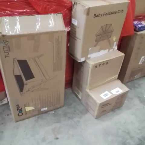 PALLET OF ASSORTED HOUSEHOLD GOODS AND PRODUCTS TO INCLUDE;BEDSIDE CRIB,FOLDABLE CRIB,CAR SEAT