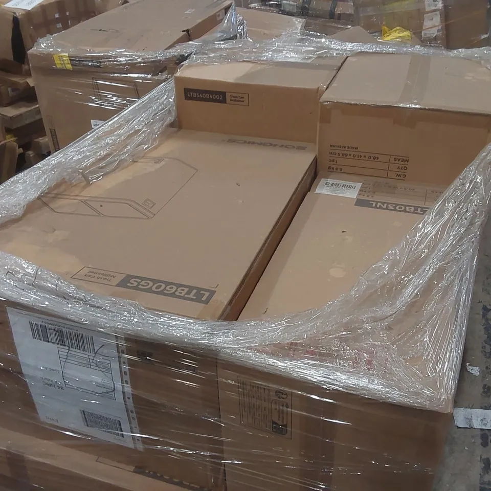 PALLET CONTAINING A LARGE QUANTITY OF BOXED RUBBISH BINS