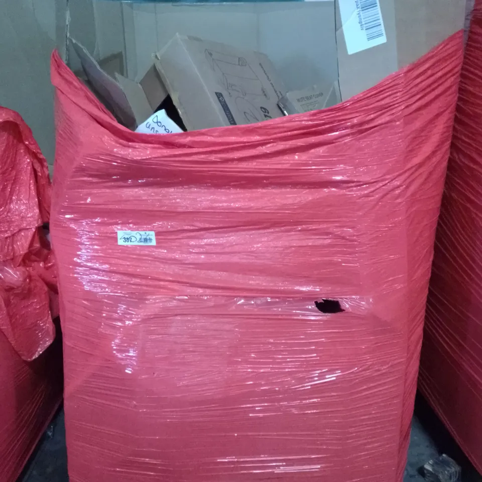 PALLET OF ASSORTED ITEMS INCLUDING ROLLER BLIND, PREMIUM AIR BED, MULTIPLE TIERS SHOE RACK ORGANIZER, MASS DYNAMIC MUTE SEAT COVER, EU CAR PLATE CAMERA