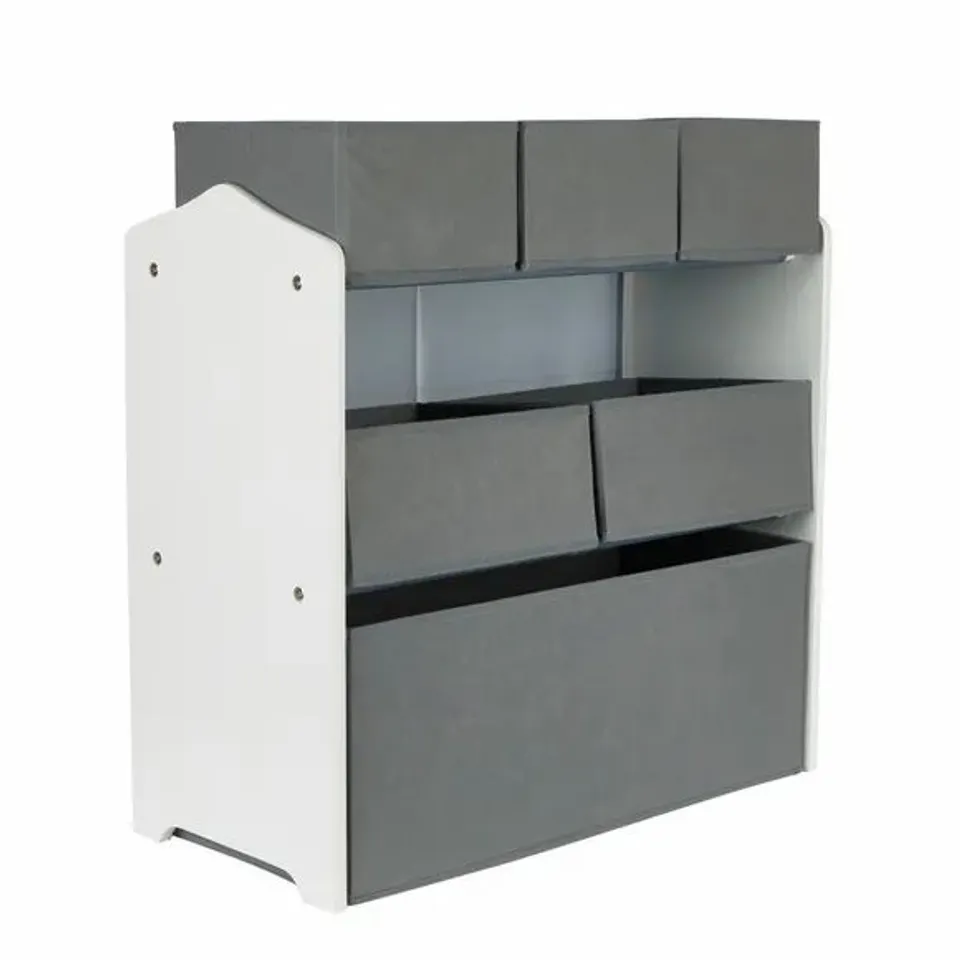 BOXED WHITE AND GREY TOY ORGANISER